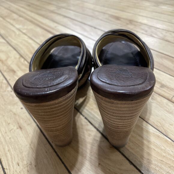 Frye Heel Platform Sandals Women 7M Brown Leather Strap Reese Multi Slide Boho 7 - Picture 8 of 16